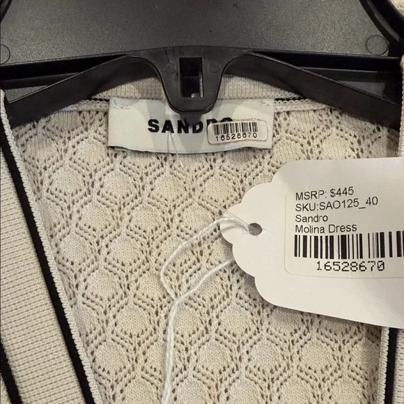 NWT Sandro Navy and White Striped Midi Dress - Picture 3 of 4